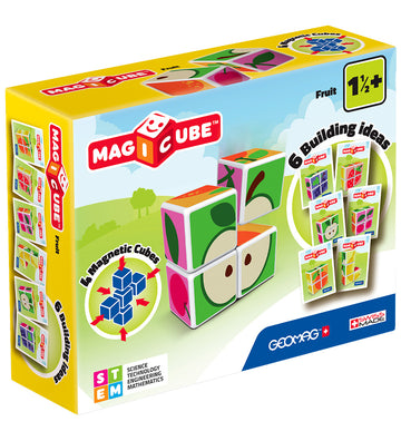 Geomag Magneetset - Magicube bedrukt Fruits - 4 Onderdelen - Geomag - OneSize - Magnetisch speelgoed