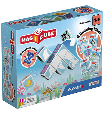 Geomag Magneetset - Magicube bedrukt Sea Animals - 6 Onderdelen - Geomag - OneSize - Magnetisch speelgoed
