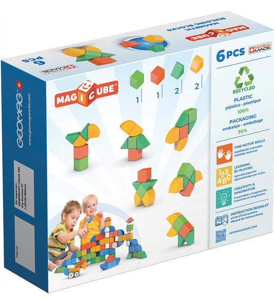 Geomag Magneetset - Magicube 3 Shapes Gerecycled - 6 Onderdelen - Geomag - OneSize - Magnetisch speelgoed