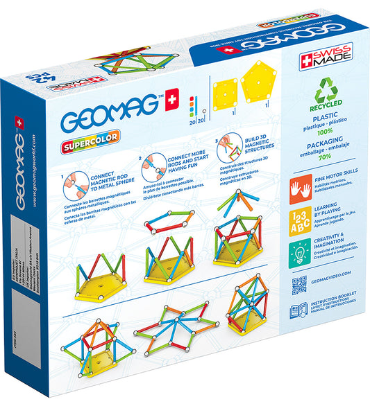 Geomag Magneetset - Supercolor Gerecycled - 42 Onderdelen - Geomag - OneSize - Magnetisch speelgoed
