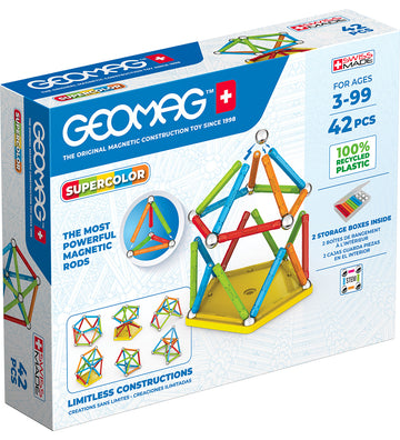 Geomag Magneetset - Supercolor Gerecycled - 42 Onderdelen - Geomag - OneSize - Magnetisch speelgoed