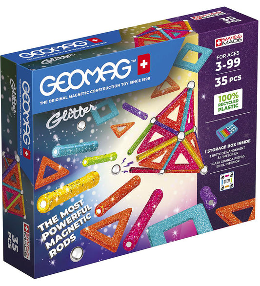 Geomag Magneetset - Glitter Panelen Gerecycled - 35 Onderdelen - Geomag - OneSize - Magnetisch speelgoed
