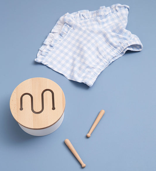 Kids Concept Houten Speelgoed - Trommel Mini - 16,5 x 9 cm - Wit - Kids Concept - OneSize - Muziekinstrumenten