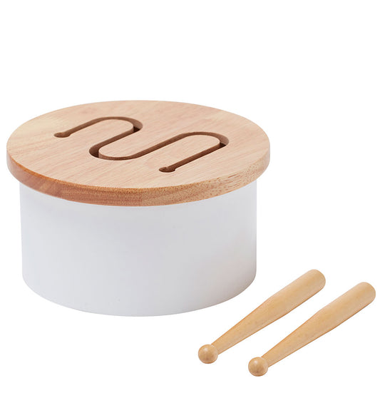 Kids Concept Houten Speelgoed - Trommel Mini - 16,5 x 9 cm - Wit - Kids Concept - OneSize - Muziekinstrumenten