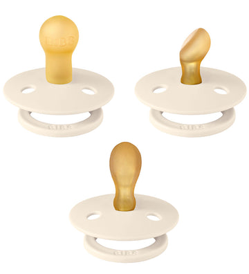 BIBS Colour Fopspenen - 3-pack - Maat 1 - Natuurlijk Rubber - Iv - BIBS - 0-6 mnd - Fopspenen