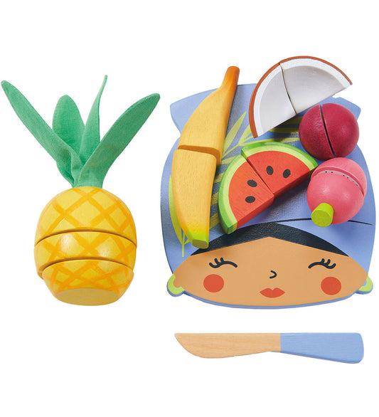 Tender Leaf Houten Speelgoed - Snijplank met tropisch fruit - 16 - Tender Leaf - OneSize - Speelgoedeten