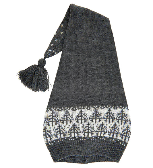 Mikk-Line Kerstmuts - Gebreid - Jacquard - Antraciet m. Patroon - Mikk-Line - 1-3 jaar (80-98) - Kerstmutsen