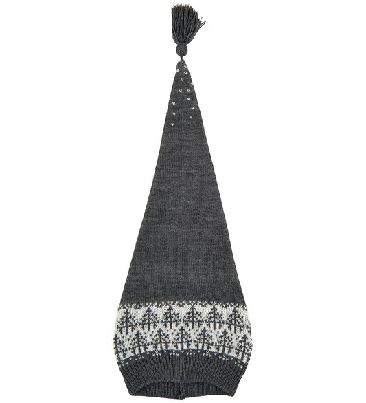 Mikk-Line Kerstmuts - Gebreid - Jacquard - Antraciet m. Patroon - Mikk-Line - 1-3 jaar (80-98) - Kerstmutsen