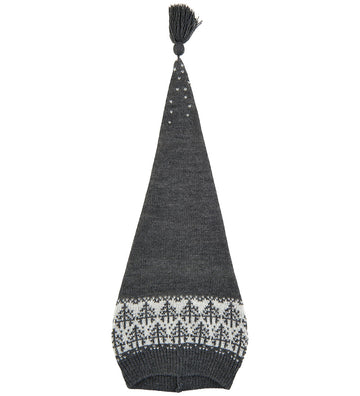 Mikk-Line Kerstmuts - Gebreid - Jacquard - Antraciet m. Patroon - Mikk-Line - 4-8 jaar (104-128) - Kerstmutsen