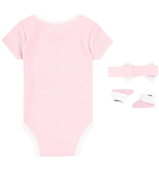 Jordan Cadeaubox - Kruipschoenen/Muts/Romper s/s - Roze/Wit - Jordan - 6-12 mnd - Rompers Korte Mouw