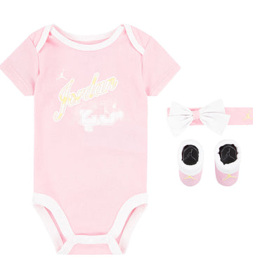 Jordan Cadeaubox - Kruipschoenen/Muts/Romper s/s - Roze/Wit - Jordan - 6-12 mnd - Rompers Korte Mouw