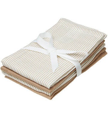 Cam Cam Washanden - 4-pack - Classic+ Strepen Camel/Camel - Cam Cam - OneSize - Washandjes