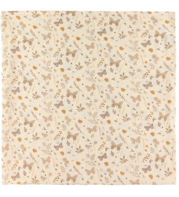 Cam Cam Wikkeldoek - 120x120 cm - Beige m. Bladen/Vlinders - Cam Cam - OneSize - Wikkeldoeken