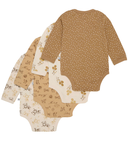 Pippi Baby Rompers l/s - 4-pack - Witkap Grey - Pippi Baby - 56 - Rompers Lange Mouw