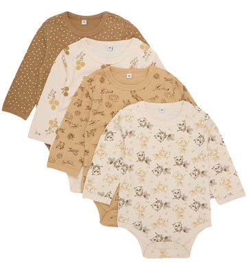 Pippi Baby Rompers l/s - 4-pack - Witkap Grey - Pippi Baby - 56 - Rompers Lange Mouw