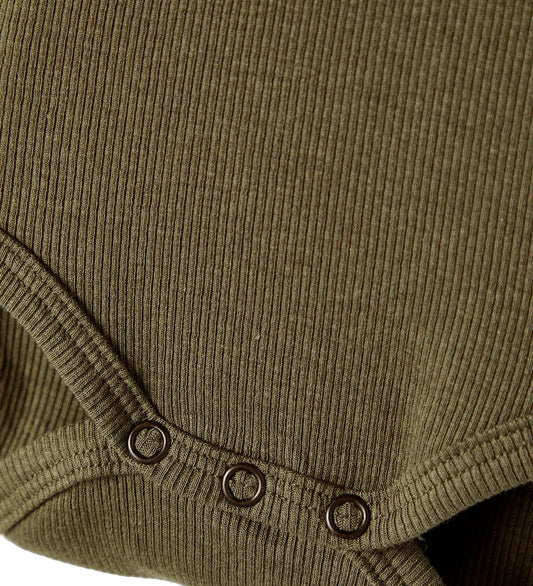 Name It Romper l/s - Noos - Rib - NbmKab - Dusty Olive - Name It - 56 - Rompers Lange Mouw