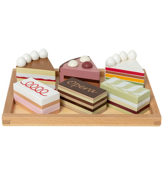 MaMaMeMo Speelgoedeten - Laagjescake op een bord - Hout - MaMaMeMo - OneSize - Speelgoedeten