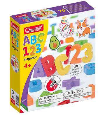 Quercetti Magneten - ABC/123 - 106 Onderdelen - 5465 - Quercetti - OneSize - Magnetisch speelgoed
