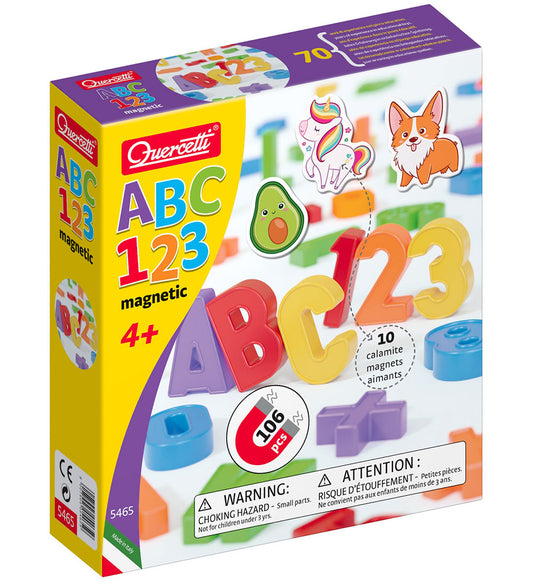 Quercetti Magneten - ABC/123 - 106 Onderdelen - 5465 - Quercetti - OneSize - Magnetisch speelgoed