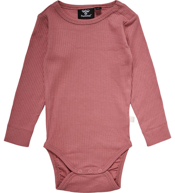 Hummel Romper l/s - Rib - hmlRene - Dusty Rose - Hummel - 62 - Rompers Lange Mouw