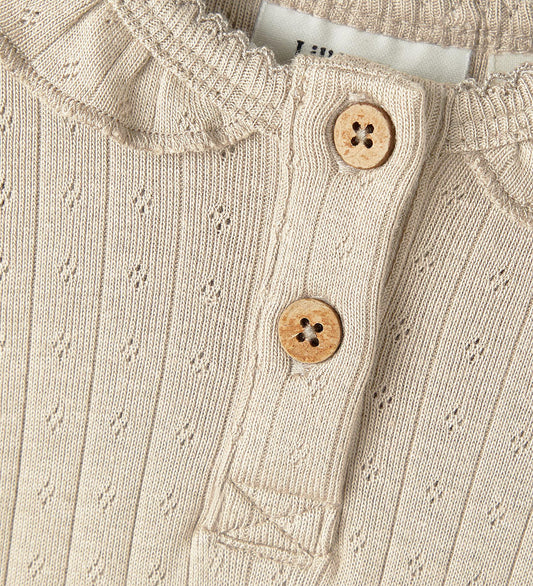 Lil' Atelier Romper l/s - Noos - NbfRachel - Mist m. Pointelle - Lil Atelier - 68 - Rompers Lange Mouw