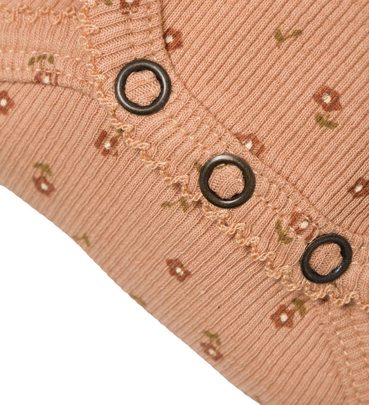 Lil Atelier Romper l/s - NbfGago - Noos - Nougat m. Bloemen - Lil Atelier - 1 jaar (80) - Rompers Lange Mouw