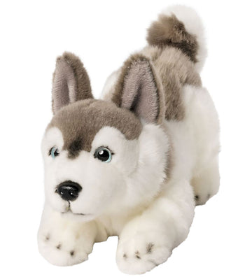 Living Nature Knuffel - 23x15 cm - Husky Speelse Puppy - Grijs - Living Nature - OneSize - Knuffels