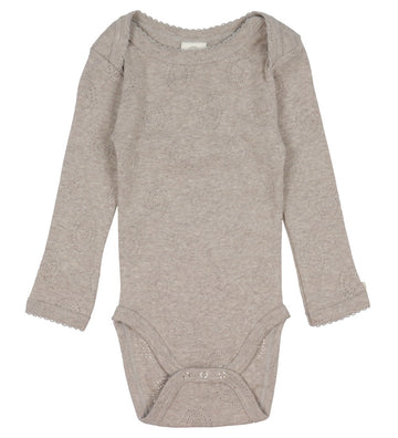 KleinsteLijk l/s - Nature Melange m. Pointelle - Smallstuff - 2 jaar (92) - Rompers Lange Mouw