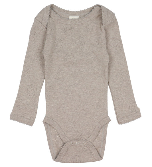 KleinsteLijk l/s - Nature Melange m. Pointelle - Smallstuff - 2 jaar (92) - Rompers Lange Mouw