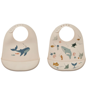 Liewood Slabbetjes - Silicone - 2-pack - Tilda - Sea Schepsel/Sa - Liewood - OneSize - Slabbetjes