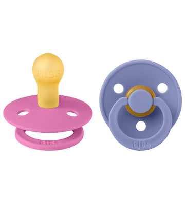 BIBS Colour Fopspenen - 2-pack - Maat 1 - Rond - Kauwgom/Peri - BIBS - 0-6 mnd - Fopspenen