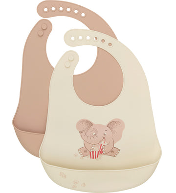 CeLaVi Slabbetjes - Silicone - 2-pack - Warm Taupe - CeLaVi - OneSize - Slabbetjes