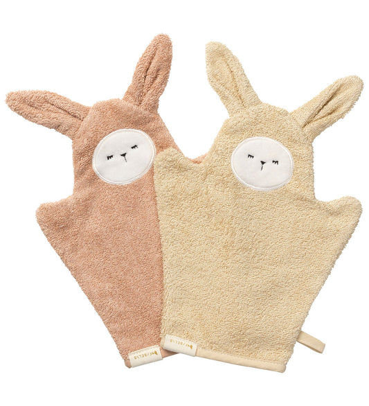Fabelab Washandje - 2-pack - Konijn - Oud Rose - Fabelab - OneSize - Washandjes