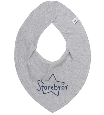 Pippi Babyslabbetje - Puntig - Grey Melange m. Grote Broer - Pippi Baby - OneSize - Kwijlsjaaltjes