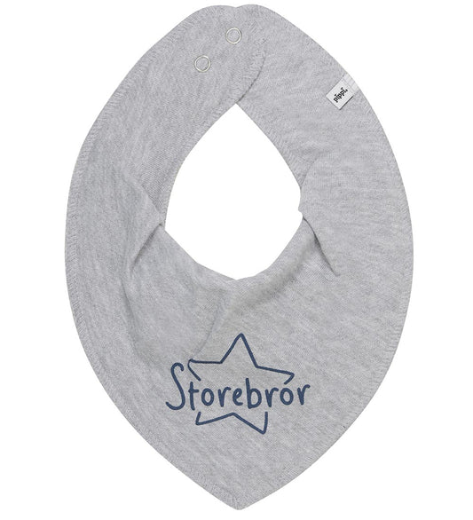 Pippi Babyslabbetje - Puntig - Grey Melange m. Grote Broer - Pippi Baby - OneSize - Kwijlsjaaltjes