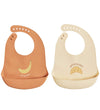 OYOY Slabbetjes - Silicone - 2 st. - Yummy+ - Caramel/Boter - OYOY - OneSize - Slabbetjes
