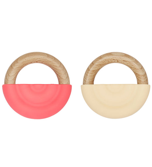 OYOY Bijtring - Rainbow Bijtring - 2-pack - Cherry Red/Vanilla - OYOY - OneSize - Bijtringen