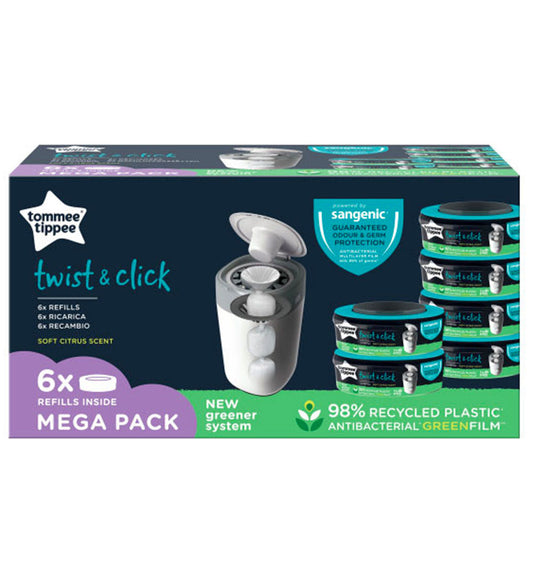Tommee Tippee Luierzakken - Twist&Klik Refill - 6-pack - Tommee Tippee - OneSize - Luieremmers en zakken