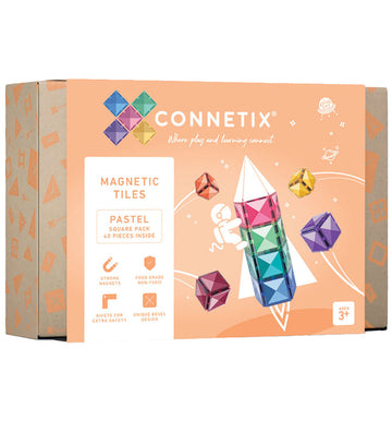 Connetix Magneetset - 40 Onderdelen - Pastel Vierkant uitbreidin - Connetix - OneSize - Magnetisch speelgoed