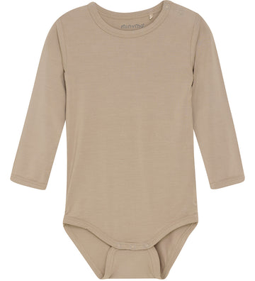 Minymo Romper l/s - Viscose - Simpelweg Taupe - Minymo - 68 - Rompers Lange Mouw