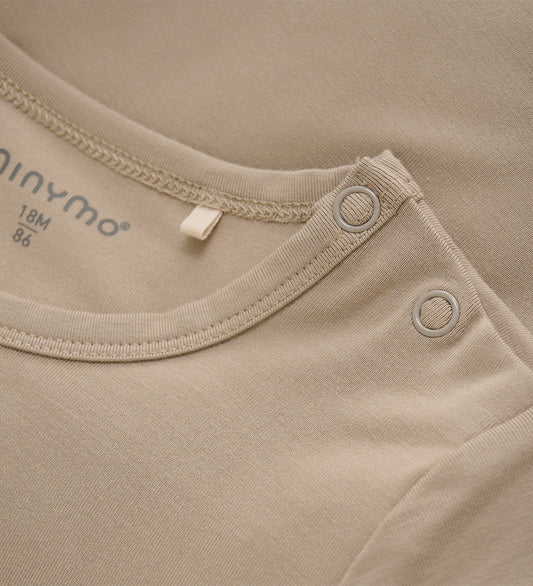 Minymo Romper s/s - Viscose - Simpelweg Taupe - Minymo - 1 jaar (80) - Rompers Korte Mouw