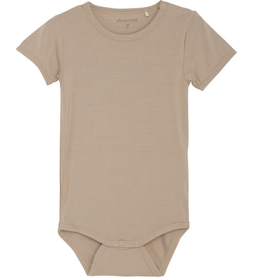 Minymo Romper s/s - Viscose - Simpelweg Taupe - Minymo - 1 jaar (80) - Rompers Korte Mouw
