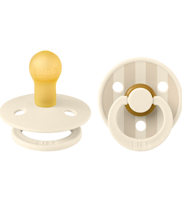 BIBS Colour Fopspenen - 2-pack - Maat 1 - Rond - Ivory/Vanilla m - BIBS - 0-6 mnd - Fopspenen