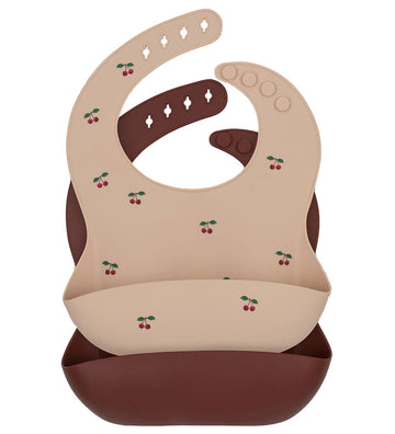 Konges Sløjd Slabbetjes - Silicone - 2-pack - Cherry/Mocca - Konges Sløjd - OneSize - Slabbetjes