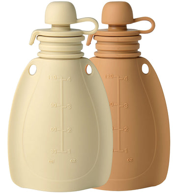 Mininor Smoothiezakjes - 2-pack - Silicone - 120 ml - Beige/Mat  - Mininor - OneSize - Food Feeders