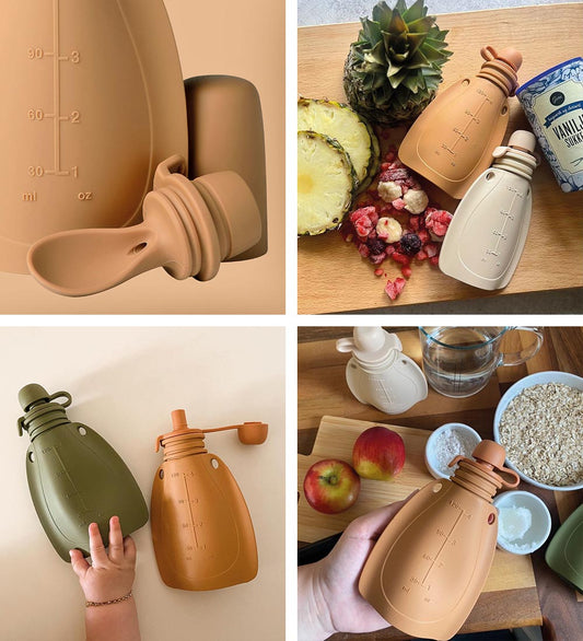 Mininor Smoothiezakje m. Lepel - Silicone - 120 ml - Bruin - Mininor - OneSize - Food Feeders