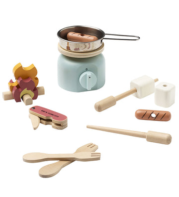 Kids Concept Keukenset - Hout - 12 Onderdelen - Camping Kookplaa - Kids Concept - OneSize - Speelkeukens