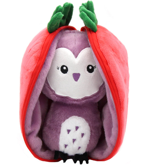 Flipetz Knuffel - Violet De Uil Strawberry - 20 cm - Flipetz - OneSize - Knuffels