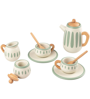 Sebra Speel Thee-Set - Hout - Classic+ White/Sage - Sebra - OneSize - Speelkeukens