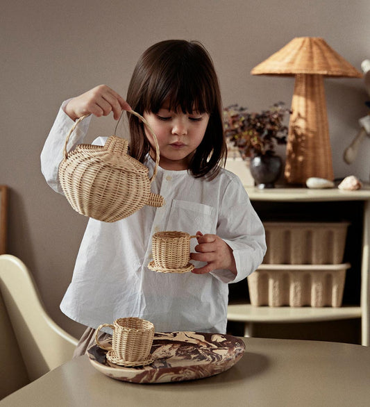 ferm Living Thee-Set - Rotan - Naturel - Ferm Living - OneSize - Speelkeukens